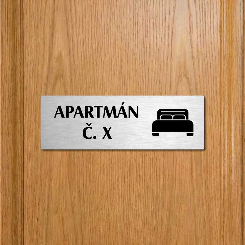 Apartmán č., 240x79mm, stříbrná popiska s rámečkem